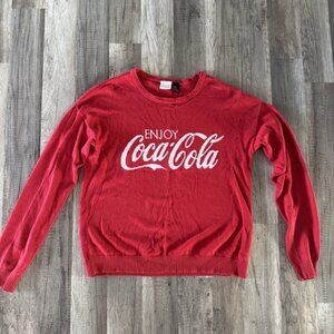 Coca Cola Sweater Size M Red Long Sleeve Pullover Cotton Soft